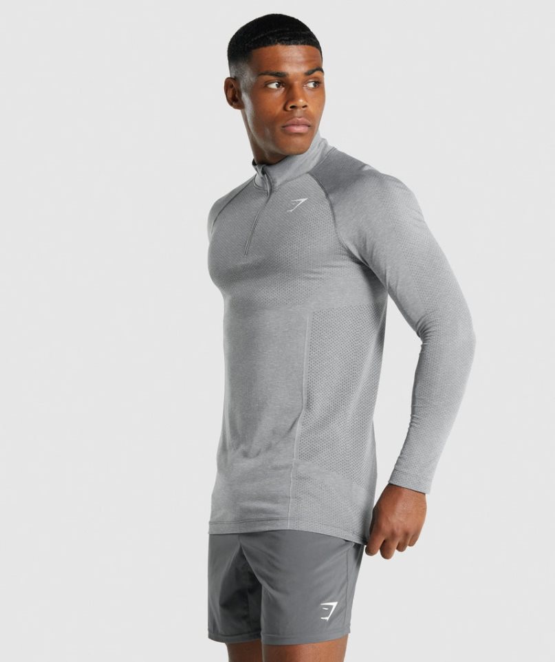 Men's Gymshark Vital Light 1/4 Zip Sweatshirts Light Grey | CA N18705